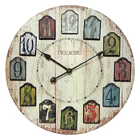 Infinity Instruments Weathered Plank Wall Clock, 24"H x 24"W x 1 1/2"D, Multicolor