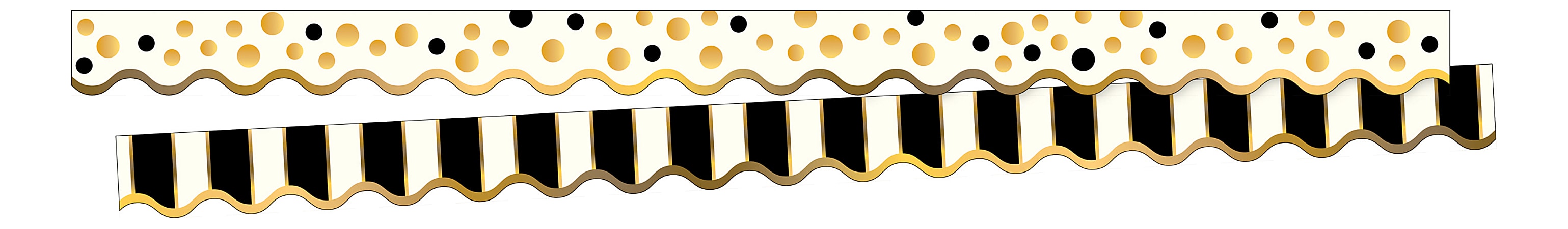 Barker Creek Scalloped-Edge Border Strips, 2 1/4" x 36", Gold Bars, Pre-K To College, Pack Of 26