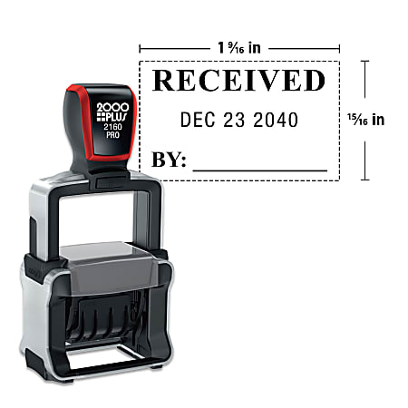 Custom 2000 Plus® PrintPro™ 2160D Self-Inking Heavy Duty Dater/Date Stamp, 1 Or 2-Color, 15/16" x 1-9/16" Rectangle