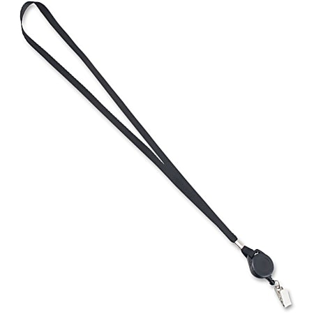 Advantus Retracting ID Reel Badge 36" Lanyard - 36" Length - Black - 12 / Box
