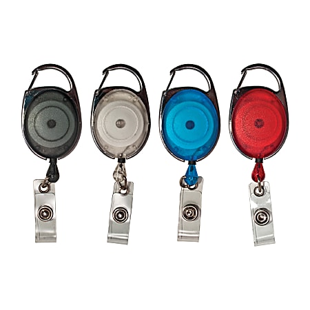 Advantus Retractable Carabiner Style Badge Reel with Badge Strap Assorted  Colors 20PK - Office Depot