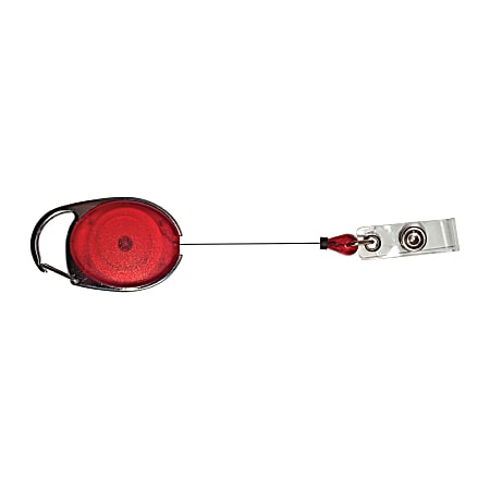 ONDEPOT 10pcs Retractable Badge Reels - Translucent Red Carabiner ID Reel, 26" Cord, Premium Quality - View #2