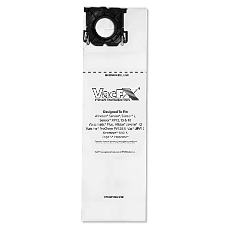 VacFX® Windsor Sensor Vacuum Filter Bags, White, Pack of 100 Bags