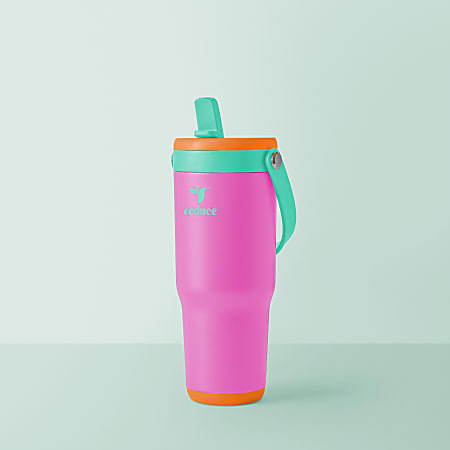 Base Brands Spill-Proof Tumbler With Handle, 24 Oz, Pink