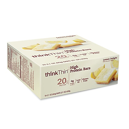thinkThin High Protein Bars Lemon Delight, 2.1 oz, 10 Count