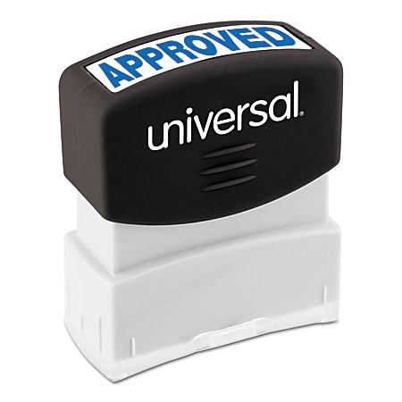 Universal® Pre-Inked Message Stamp, Approved, 1 11/16" x 9/16" Impression, Blue
