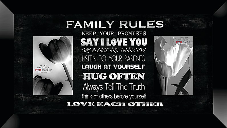 PTM Images Photo Frame, Family Rules, 22"H x 1 1/4"W x 12"D, Black