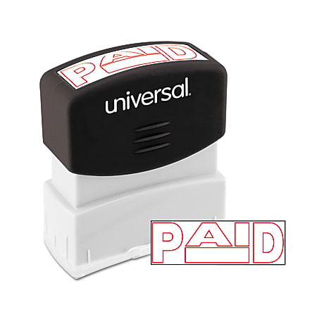 Universal® Pre-Inked Message Stamp, Paid, 1 11/16" x