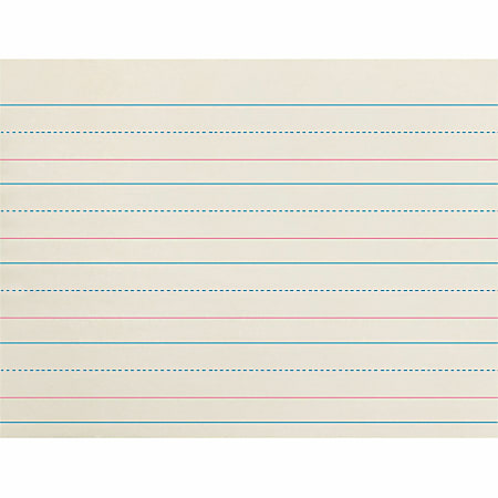 Zaner-Bloser Broken Midline Ruled Paper - Printed - 1.13" Ruled - 30 lb Basis Weight - 8" x 10 1/2" - White Paper - 500 / Ream
