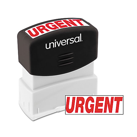 Universal® Pre-Inked Message Stamp, Urgent, 1 11/16" x 9/16" Impression, Red