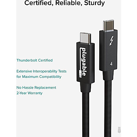 Thunderbolt 4 Cable 40Gbps Data Transfer, 2.6 ft USB-C Video Cable, Supp