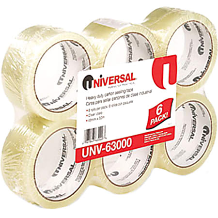 Universal 63000 Box Sealing Tape - 2" Width x 55yd Length - 3" Core - Polypropylene - Non-yellowing - Dispenser Not Included - 6 / Box - Clear