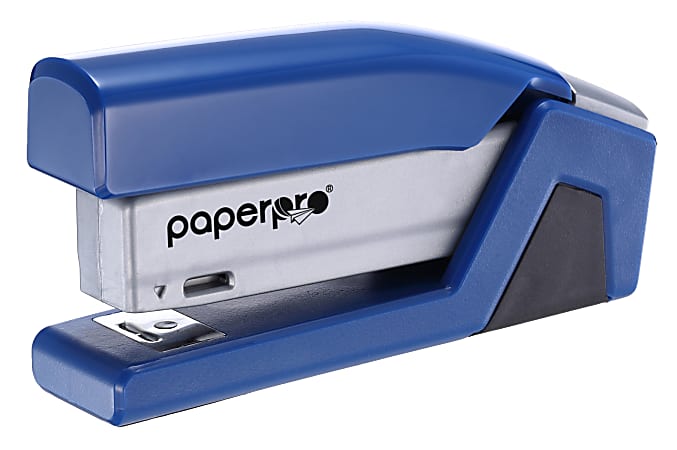 Spring-Powered Handheld Compact Stapler, 15 Sheets, Purple