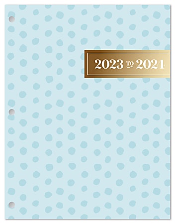 2023-2024 Office Depot® Brand Fashion Monthly Academic Planner, 8-1/4" x 10-3/4", Leaves Blue, July 2023 to June 2024, NS81022L