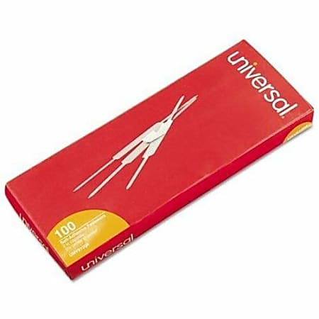 Universal Paper Fastener - 2" Size Capacity - 200 Sheet Capacity - for Document - Self-adhesive, Peel & Stick, Sturdy - Silver - 100 / Box