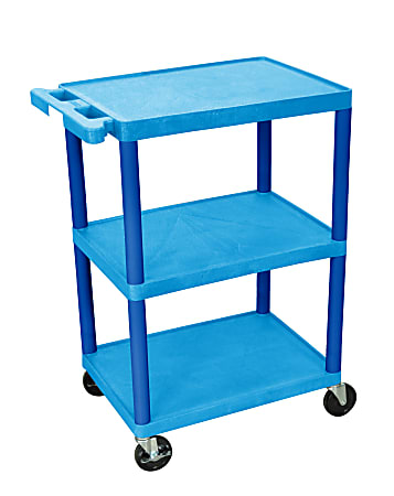 Luxor Plastic Utilty Cart, 3 Shelves, 32 1/2"H