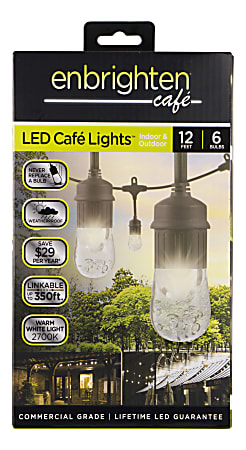 Enbrighten Classic LED Café Lights, 12', Indoor/Outdoor, Multicolor Lights