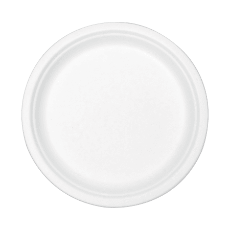 StalkMarket AseanDisposable Plates - 9" Diameter Plate - Sugarcane Fiber - Disposable - Microwave Safe - White - 300 Piece(s) / Carton