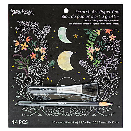 Brea Reese&reg; Scratch Art Paper Pad Kit, 8&rdquo; x 8&rdquo;, Celestial Skies