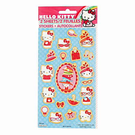 Stickerfitti Flat Pack Stickers, Hello Kitty, 12 Stickers Per Sheet, Pack Of 2 Sheets