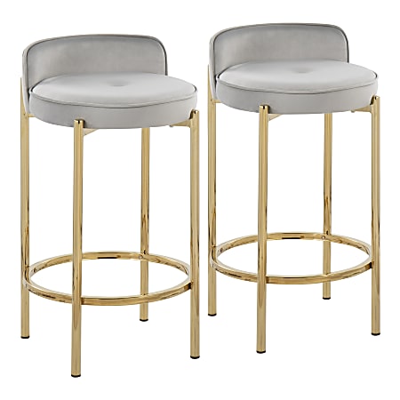 LumiSource Chloe Counter Stools, Silver/Gold, Set Of 2 Stools