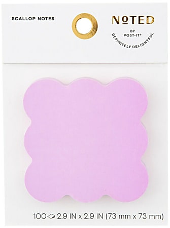 Noted by Post-it Notes,100 Total Notes, 1 Pad, 2.9 in. x 2.8 in., Lilac Square Scalloped Design NTD8-33-1