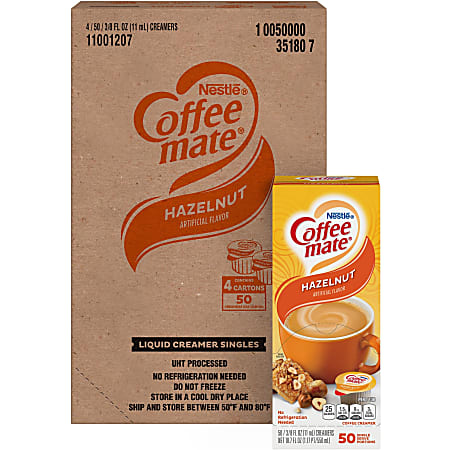 Nestle Coffee mate Liquid Creamer, Hazelnut Flavor, 50 Oz Single Serve, 200/Pack
