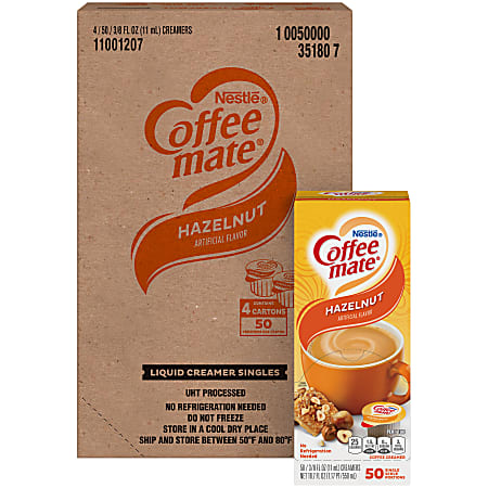 Nestlé® Coffee-mate® Liquid Creamer, Hazelnut Flavor, 50 Oz Single Serve x 200