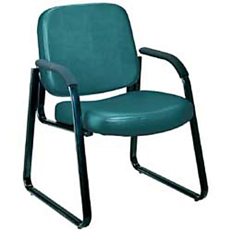 OFM Deluxe Anti-Microbial Vinyl Guest Chair, Green/Black