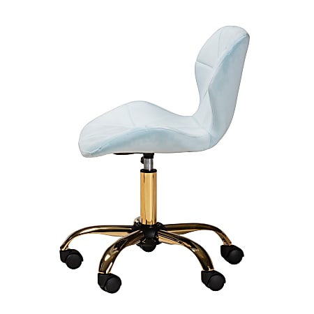 Baxton Studio Savara Velvet Mid Back Office Task Chair AquaGold