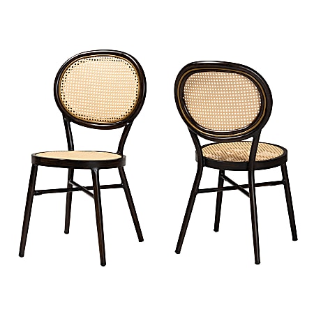 Baxton Studio Thalia Mid-Century Modern Dining Chairs, Beige/Dark Brown, Set Of 2 Chairs