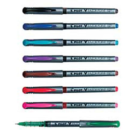 Pilot V RazorPoint Liquid Ink Pens, Extra Fine Point, 0.3 mm, Graphite Barrel, Assorted Ink Colors, Pack Of 8