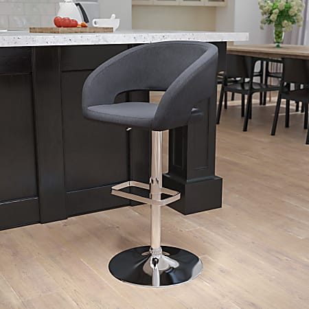 Flash Furniture Contemporary Vinyl Adjustable Height Barstool With Rounded Mid-Back, Charcoal 