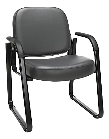 OFM Deluxe Anti-Microbial Vinyl Guest Chair, Gray/Black