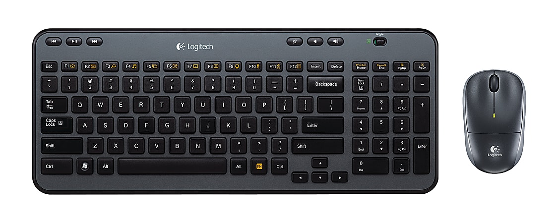 Logitech® MK360 Wireless Straight Full-Size Keyboard & Ambidextrous Optical Mouse, Black