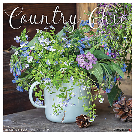 2025 Willow Creek Press Wall Calendar, 12” x 12”, Country Chic, January 2025 To December 2025, 42588