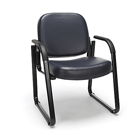 OFM Deluxe Anti-Microbial Vinyl Guest Chair, Blue/Black