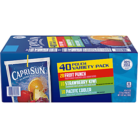 Capri Sun Variety Pack, 6 Oz, Pack Of 40 Pouches