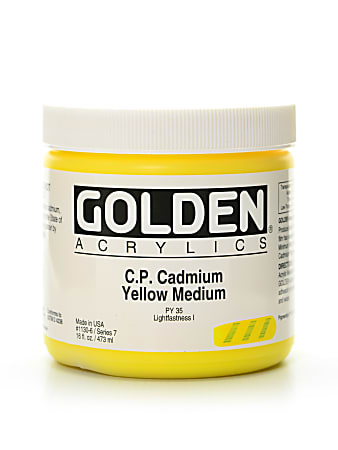 Golden Heavy Body Acrylic Paint, 16 Oz, Cadmium Yellow Medium (CP)