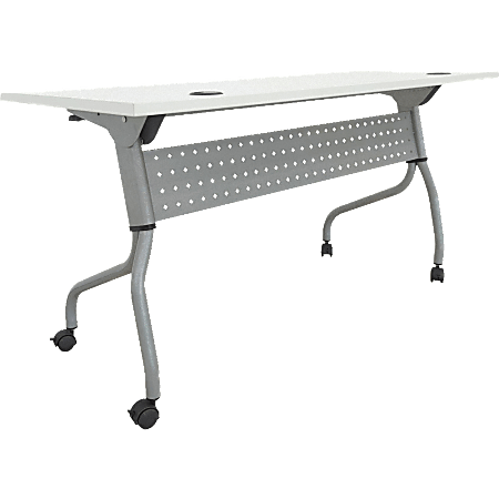 Lorell® Preference Series 60"W Flip-Top Training Table, White/Silver