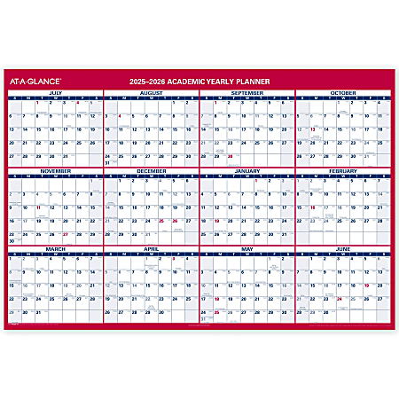 AT-A-GLANCE® Horizontal Reversible Erasable Academic and Regular Year 2025-2026 Wall Calendar, Extra Large, 48" x 32"