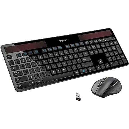 Logitech® Wireless Keyboard & Mouse, Straight Compact Keyboard, Black, Right-Handed Laser Mouse, MK750