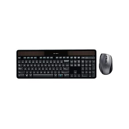 Logitech® Wireless Keyboard & Mouse, Straight Compact Keyboard, Black, Right-Handed Laser Mouse, MK750