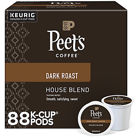 Peet's Coffee House Blend Keurig Single Serve K-Cup Pods, Dark Roast, Pack Of 88 Pods