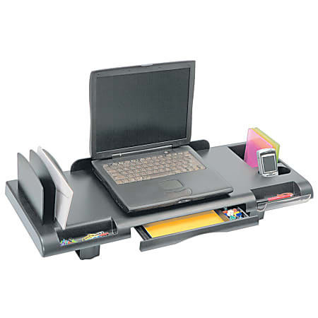 Office Depot® Brand 30% Recycled Deluxe Heavy-Duty Off-Surface Shelf, 4/7"H x 12"W x 32"D, Black