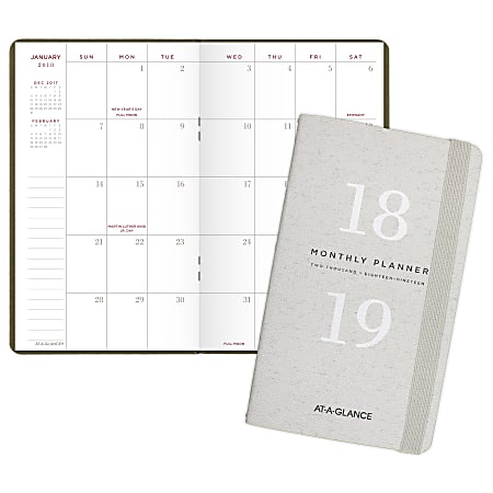 AT-A-GLANCE® Signature Collection™ 24-Month Pocket Planner, 3 5/8" x 6 1/8", Gray, January 2018 to December 2019 (YP02110-18)