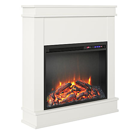 Ameriwood Home Mateo Fireplace With Mantel, 32-7/8"H x 29-3/4"W x 7-3/4"D, White