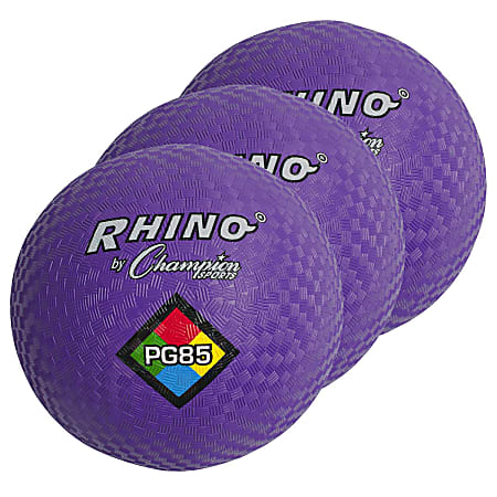 Champion Sports Playground Balls, 8-1/2", Purple, Pack Of 3 Balls