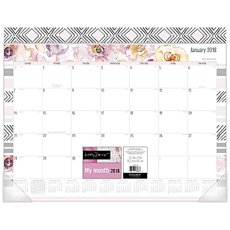 AT-A-GLANCE® Kathy Davis® Monthly Desk Pad Calendar, 22" x 17", January to December 2018 (D1035-704-18)