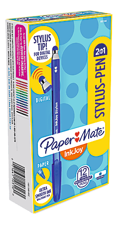 Paper Mate® InkJoy™ 2-in-1 Stylus Pen, Blue Barrel, Pack of 12